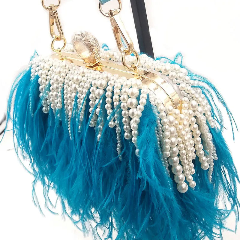 Pearl & Feather Clutch Bag for Women!