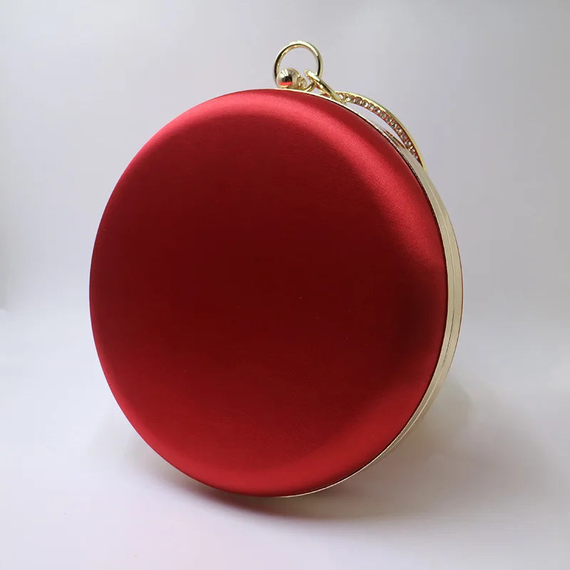 Luxury Silk Satin Round Clutch – Elegant Evening Bag for Women