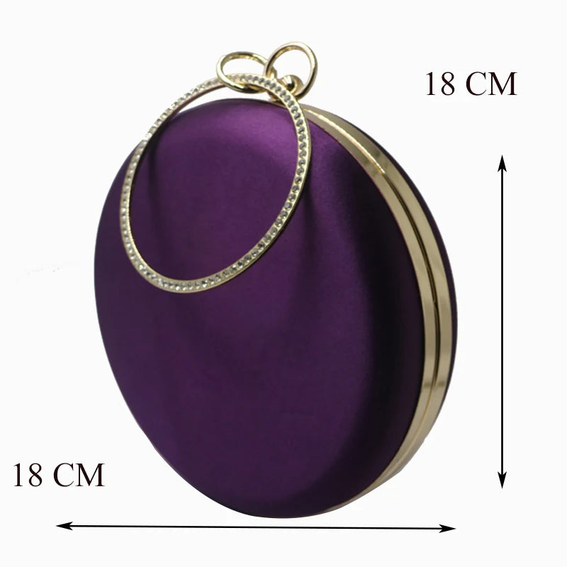 Luxury Silk Satin Round Clutch – Elegant Evening Bag for Women