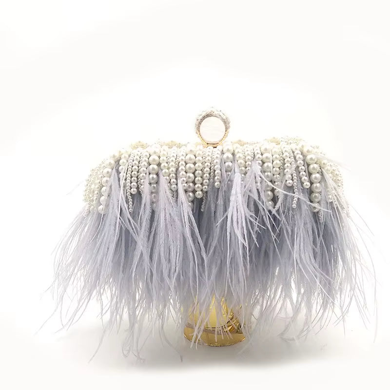 Pearl & Feather Clutch Bag for Women!