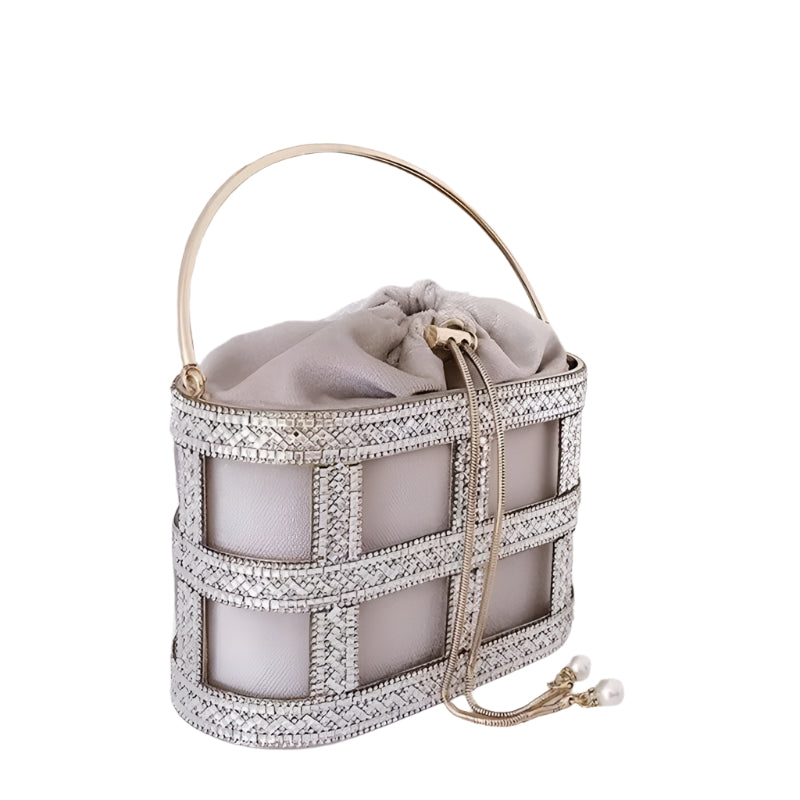 Luxury Clutch Bag – Elegant Hollow-Out Metal Cage Design!