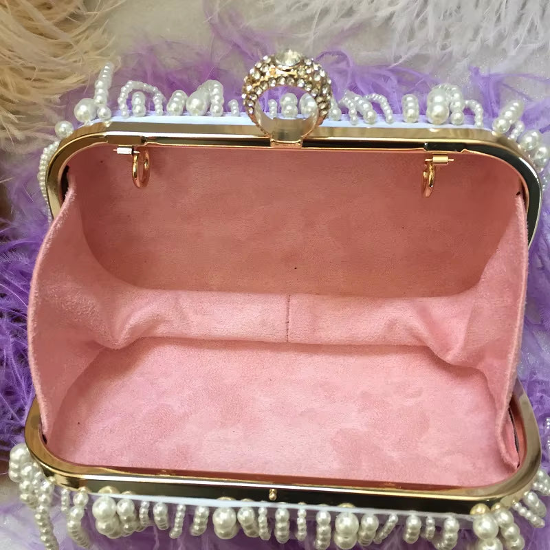 Pearl & Feather Clutch Bag for Women!