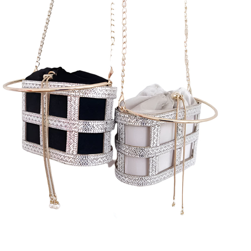 Luxury Clutch Bag – Elegant Hollow-Out Metal Cage Design!