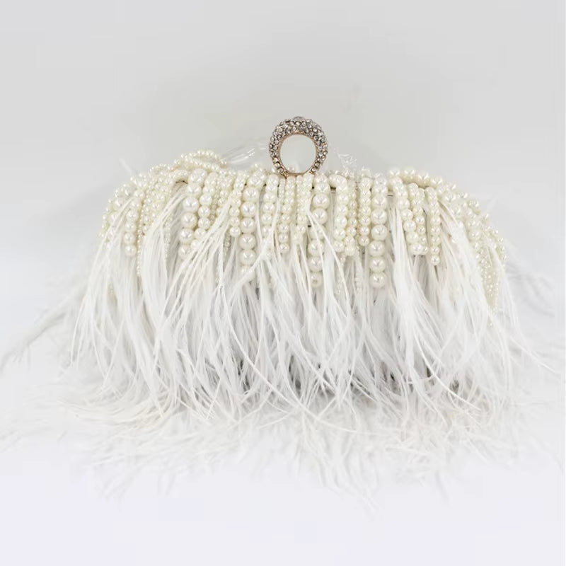 Pearl & Feather Clutch Bag for Women!