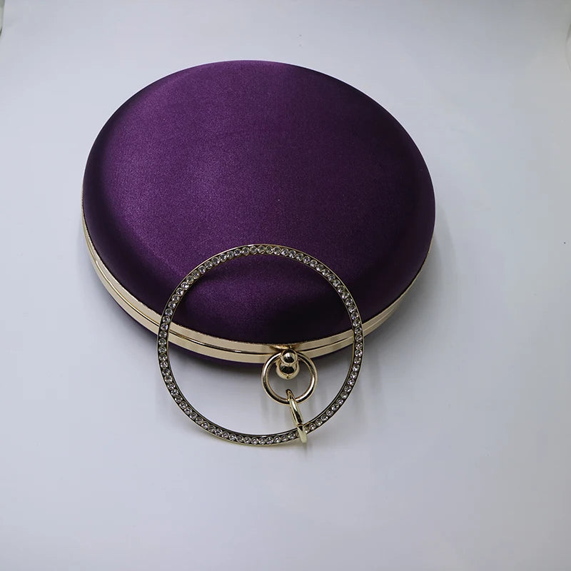 Luxury Silk Satin Round Clutch – Elegant Evening Bag for Women