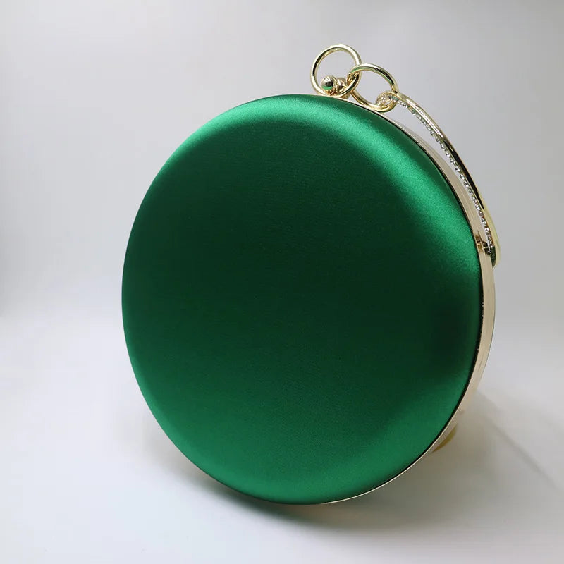 Luxury Silk Satin Round Clutch – Elegant Evening Bag for Women