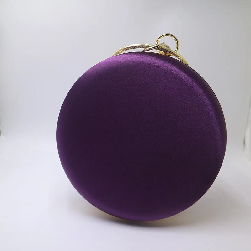 Luxury Silk Satin Round Clutch – Elegant Evening Bag for Women