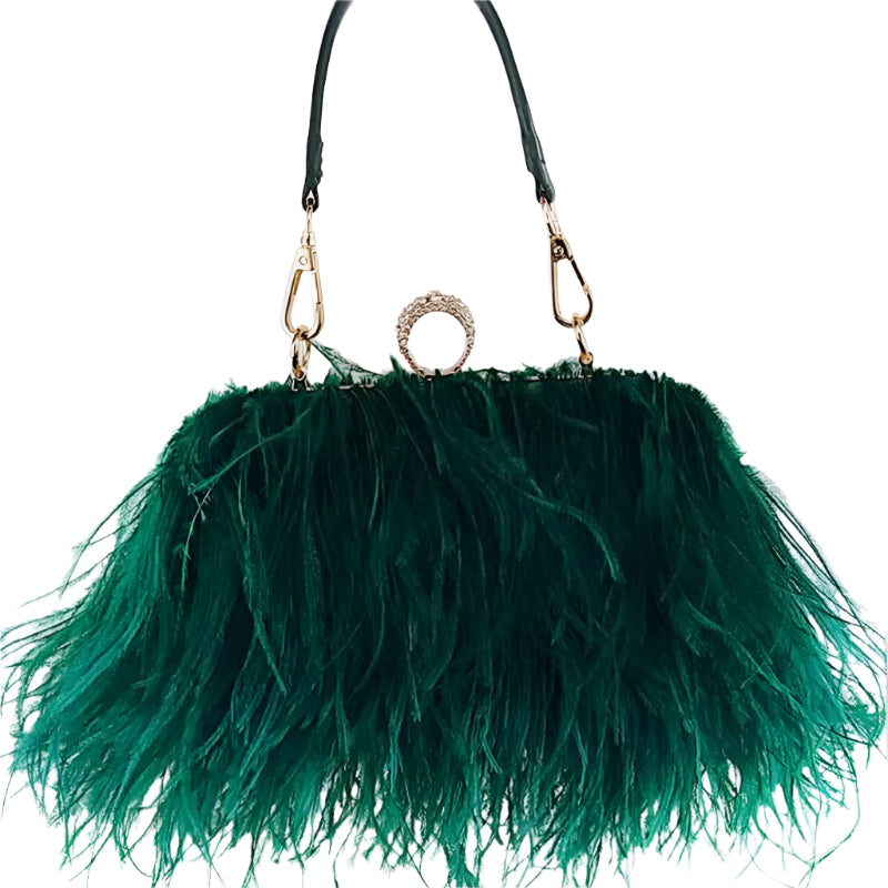 Ostrich Fur Feather Wallet Clutch – Elegant Evening Bag!