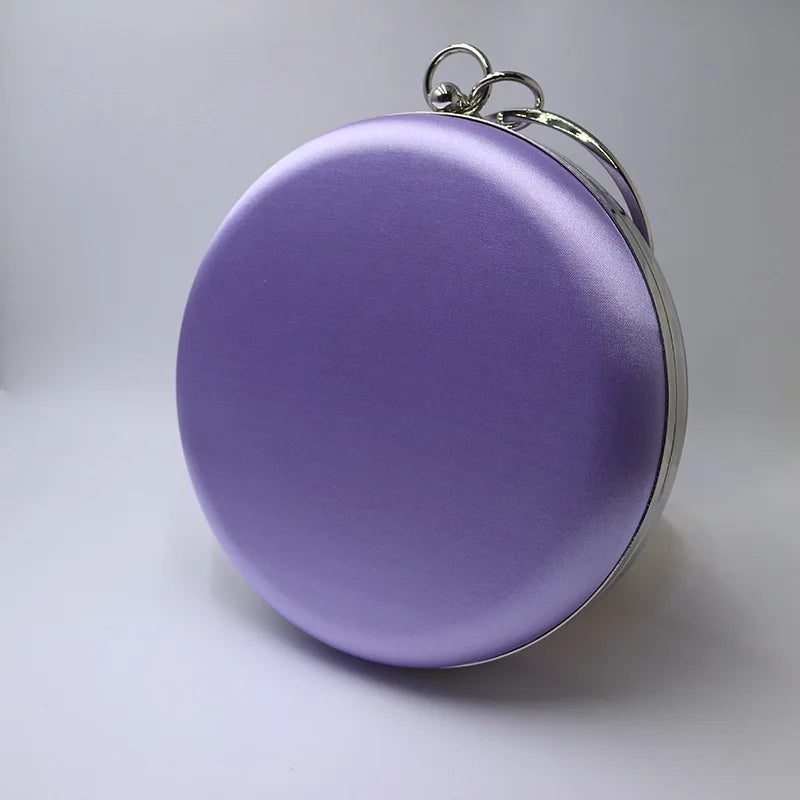 Luxury Silk Satin Round Clutch – Elegant Evening Bag for Women