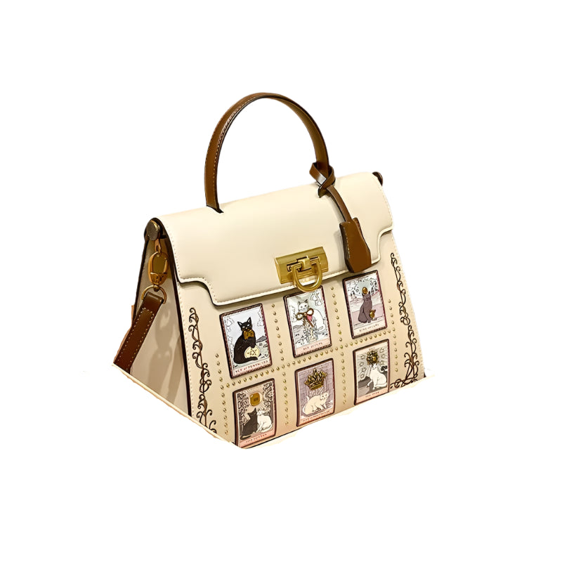 Cat Print Women's Handbag – Light Luxury, High-End Style!