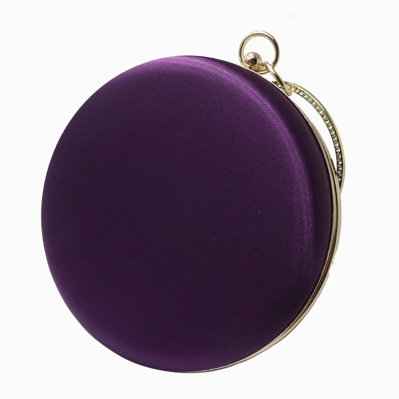 Luxury Silk Satin Round Clutch – Elegant Evening Bag for Women