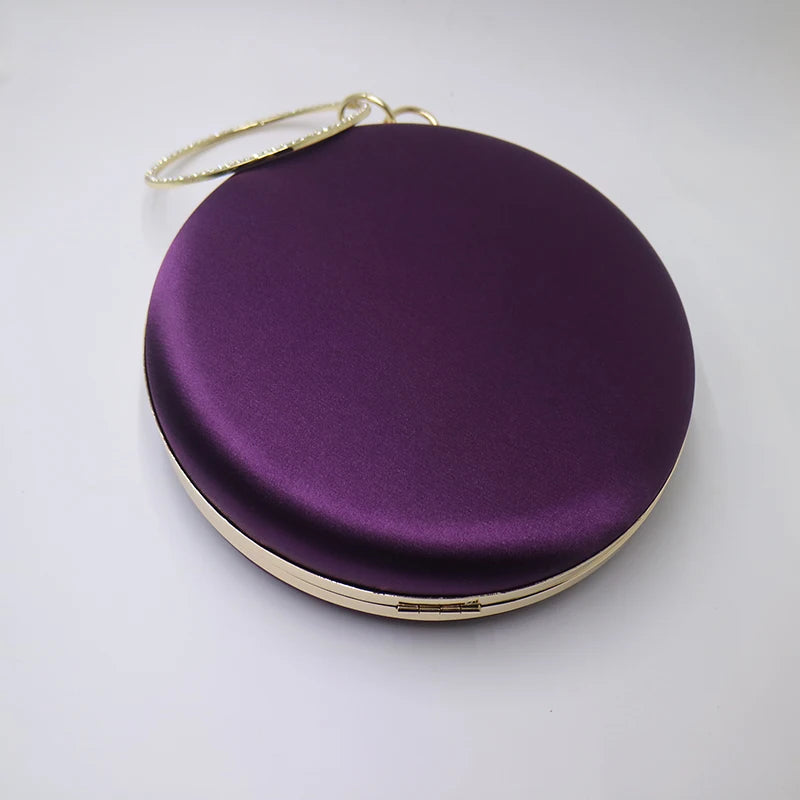 Luxury Silk Satin Round Clutch – Elegant Evening Bag for Women