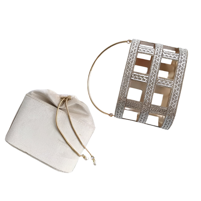 Luxury Clutch Bag – Elegant Hollow-Out Metal Cage Design!