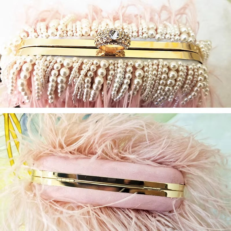 Pearl & Feather Clutch Bag for Women!