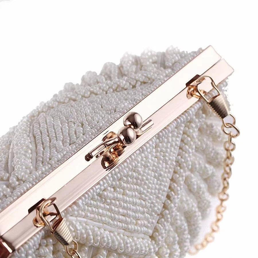 Elegant Pearl Beaded Evening Clutch - Perfect for Weddings & Parties - LI-383