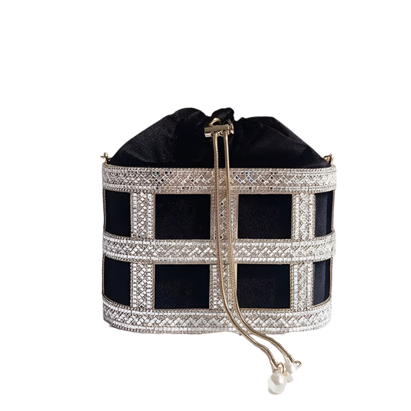 Luxury Clutch Bag – Elegant Hollow-Out Metal Cage Design!