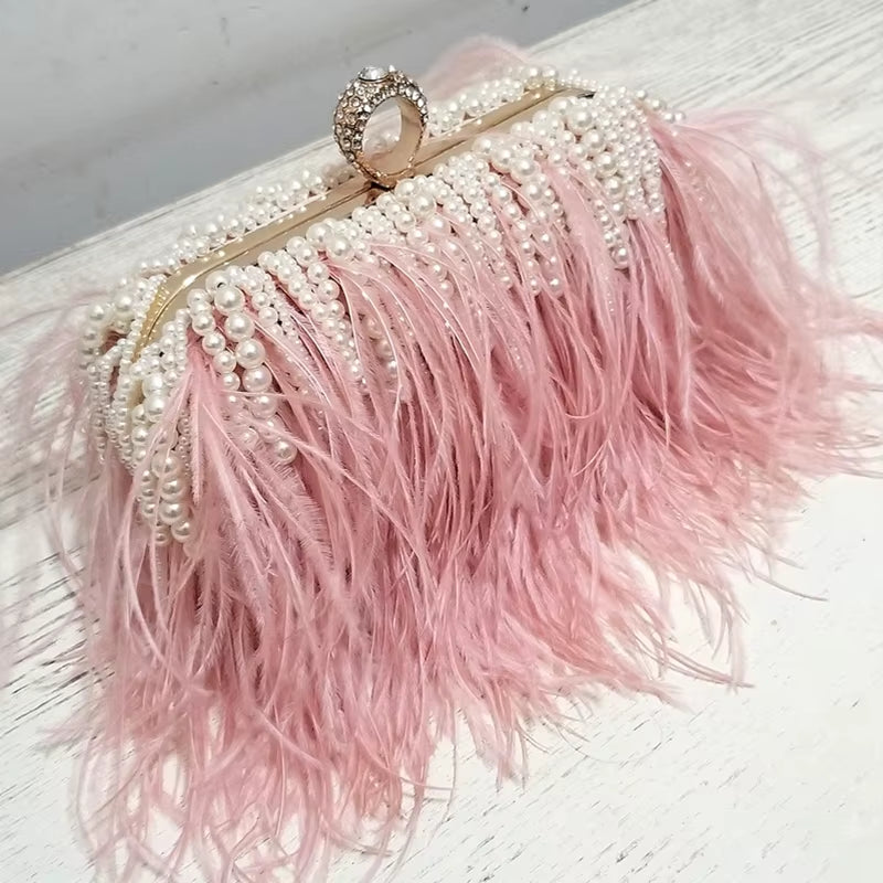 Pearl & Feather Clutch Bag for Women!