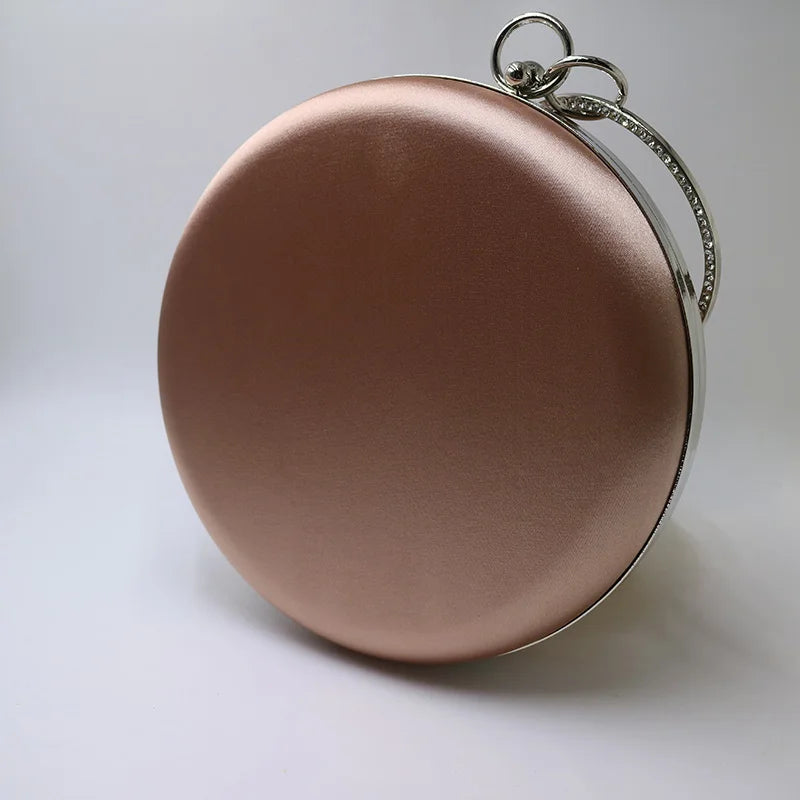 Luxury Silk Satin Round Clutch – Elegant Evening Bag for Women